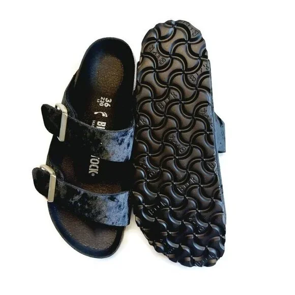 Birkenstock Womens Sz 5-5.5 Arizona BS Sandals EU 36 NARROW Fit Velvet Black - Picture 8 of 10